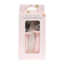 Baby Giraffe Silicone Cutlery Set - Pink
