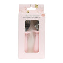 Baby Giraffe Silicone Cutlery Set - Pink
