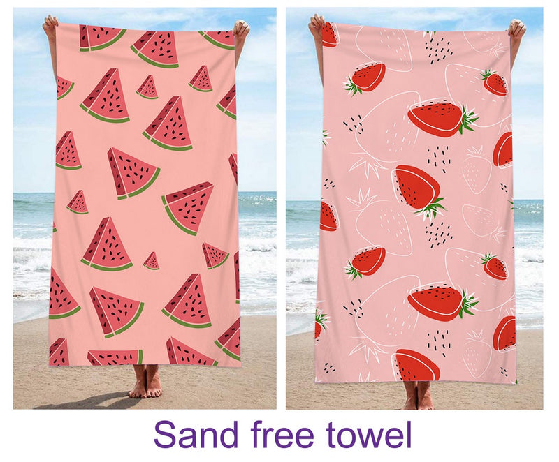 Double-sided sand-free Beach Towel - Watermelon & Strawberries
