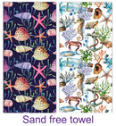Double-sided sand-free Beach Towel - Sea Theme