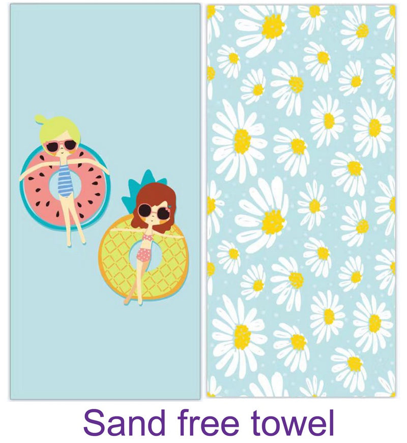 Double -Sided Sand Free Beach Towel- Donut floaties