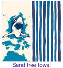 Double sided sand free Beach  Towel - Shark with Sunglasses