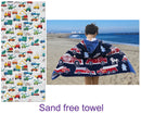 Double sided sand free Beach Towel - Firetrucks & Vehicles
