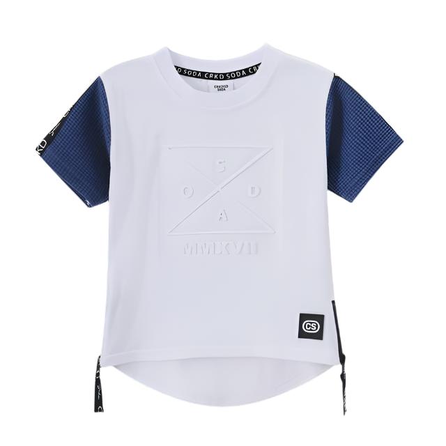 Cracked Soda | Bentley Embossed Tee - White /Denim blue - Baby boys