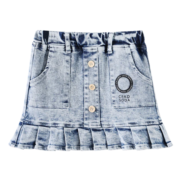 Cracked Soda | Brooke Detailed Denim Skirt - Blue