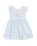 Bébé  | Bonnie Check  Embroidered Dress - Blue