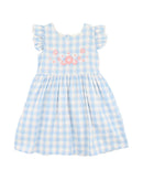Bébé  | Bonnie Check  Embroidered Dress - Blue
