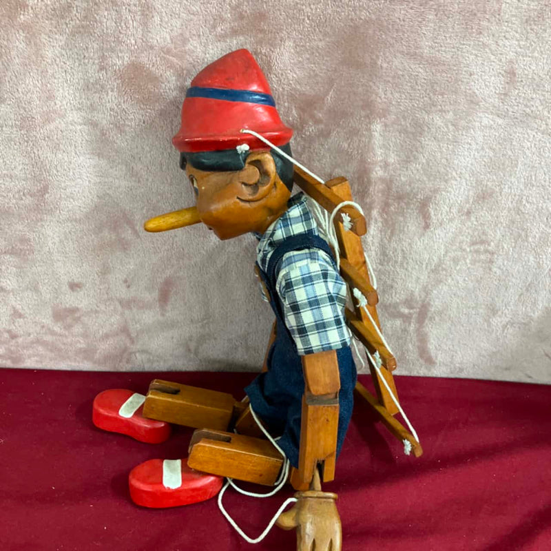 Vintage Pinocchio Hand Carved Wooden Marionette / Puppet