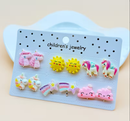 12pcs/Set Girls Unicorn  Painless Clip-On Earrings