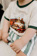 Confetti Kidz | Classic Green Stripe Linen Shorts