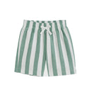 Confetti Kidz | Classic Green Stripe Linen Shorts