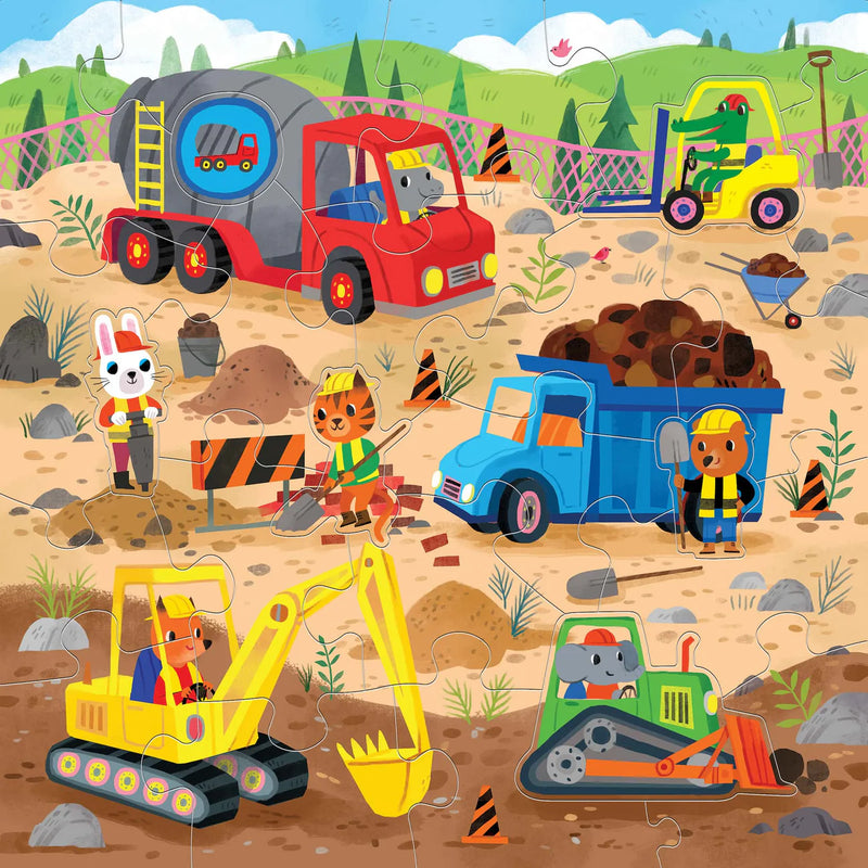 Mudpuppy | Construction Site 25 Piece Floor Puzzle with Shaped Pieces