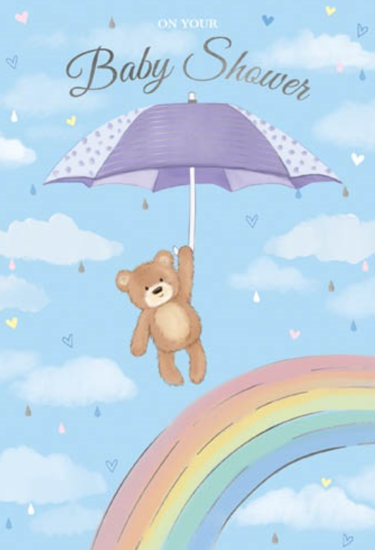 On Your Baby Shower Card -TEDDY RAINBOW