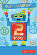 Deluxe | Happy 2nd Birthday Robot card