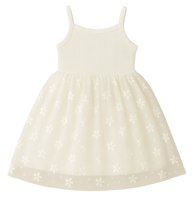 Confetti Kidz | Ribbed Tulle Dress - Summer Daisies