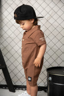 Cracked Soda | Dash Linen Romper - Mocha