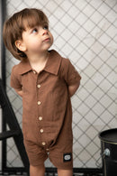 Cracked Soda | Dash Linen Romper - Mocha