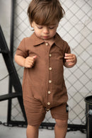 Cracked Soda | Dash Linen Romper - Mocha