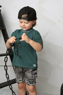 Cracked Soda | Malachi Detailed Neck Tee-Forest