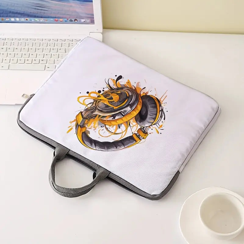 Cartoon Headphone Print Laptop Bag