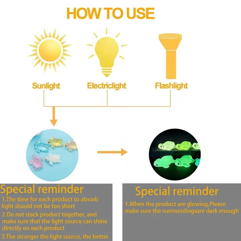 Colourful Luminous Cute Resin  Turtle - Asst