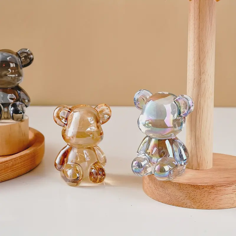 Chic Crystal Glass Bear Figurine - Multicoloured