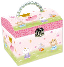 Dancing Girl, Mouse, Cat and Bear with Pearl Handle Musical Box