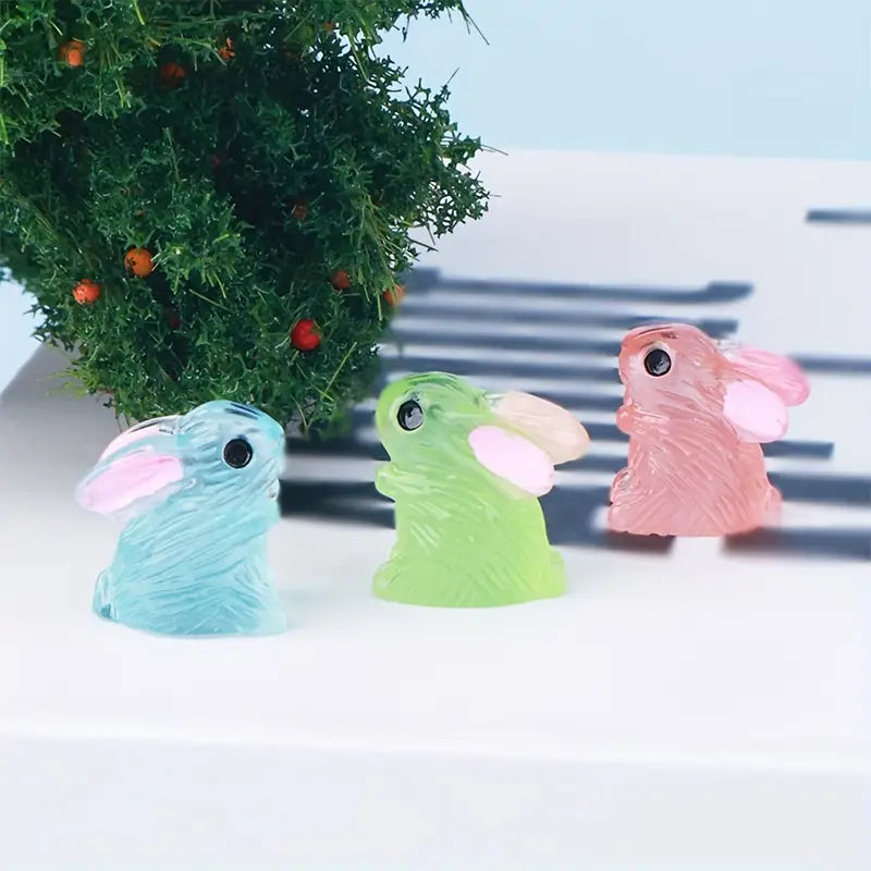 Glow-In-The-Dark Colorful  Rabbit Figurines