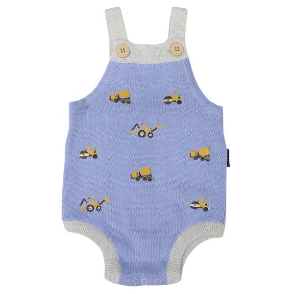 Korango | Trucks & Diggers Knit Sunsuit-Blue