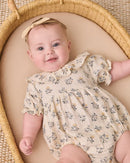 Quincy Mae | Collared Romper French Floral - Natural