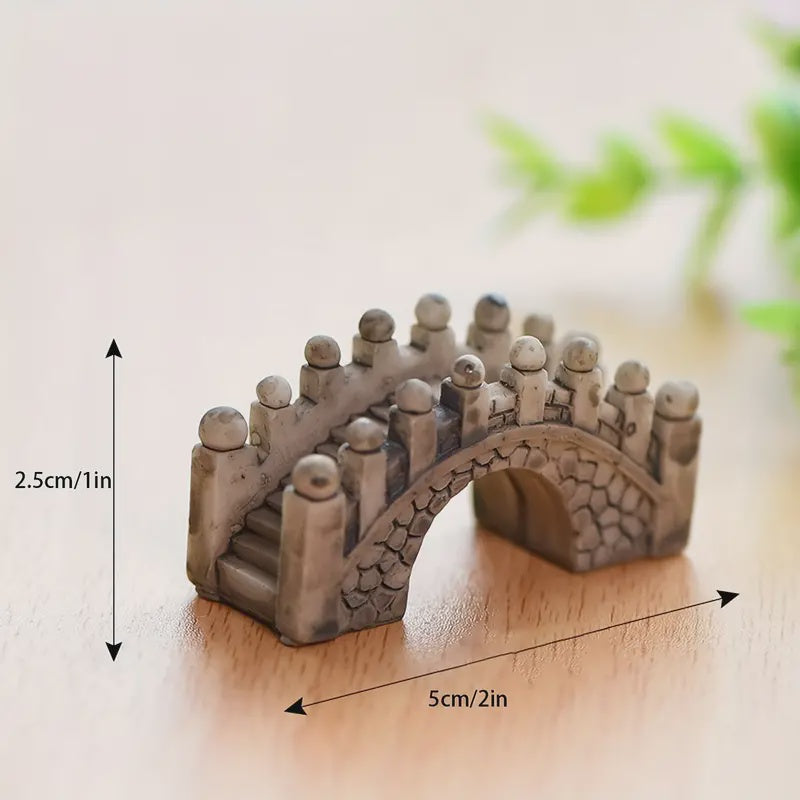 2 Pieces Of Moss Micro Landscape Ornament Bridges