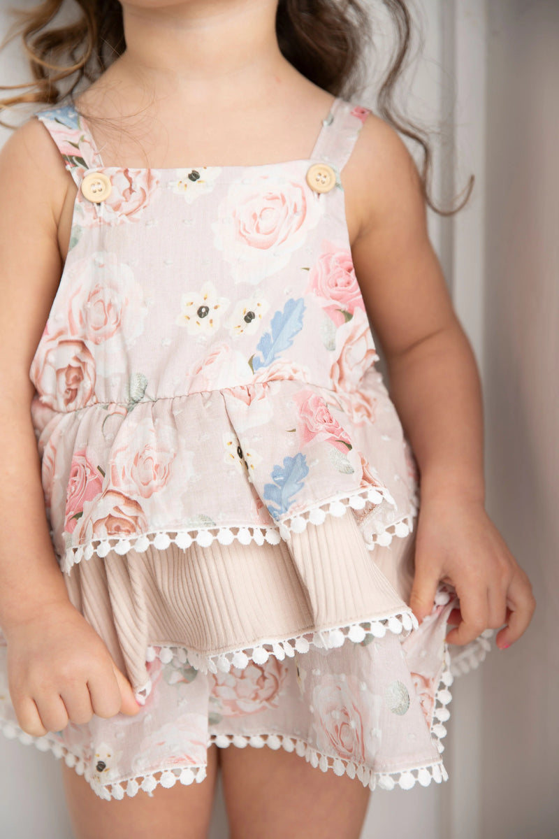 Cracked Soda | Naomi Bodysuit Layered Dress -  Beige
