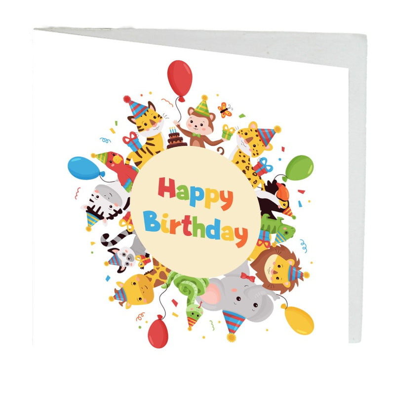 Happy Birthday Animal card 7cm