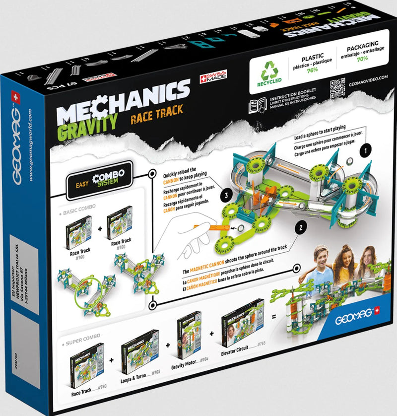 760 Geomag Mechanics Gravity Recycled Race Track 67 pcs