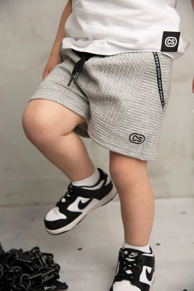 Cracked Soda | Ajax Textured Shorts Grey -Baby 00-2