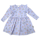 Korango | Butterfly Print Long Sleeve Dress - Blue Heron