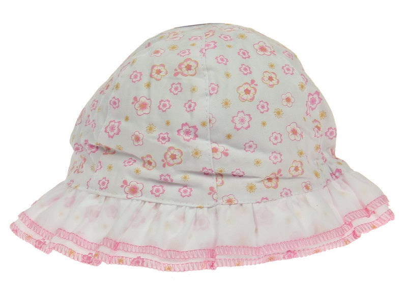 Baby Girl's Floral Pink & White  Sun Hat  46cm RRP $19.99