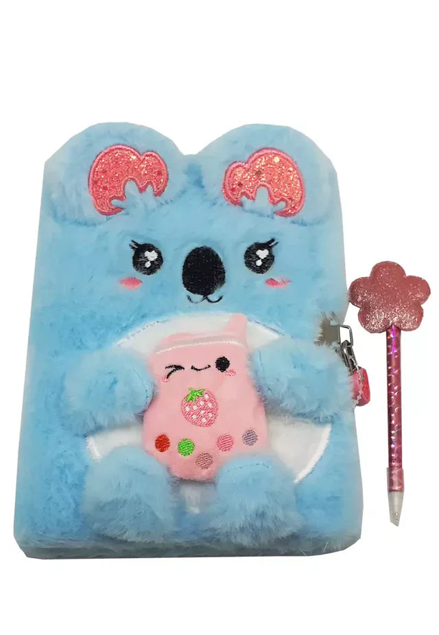 Hot Focus | Fuzzy Diary Koala Diary Book With Lock Set