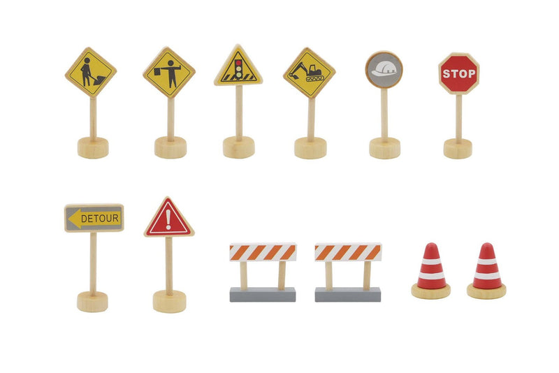 Wooden Construction Traffic Sign Play Set