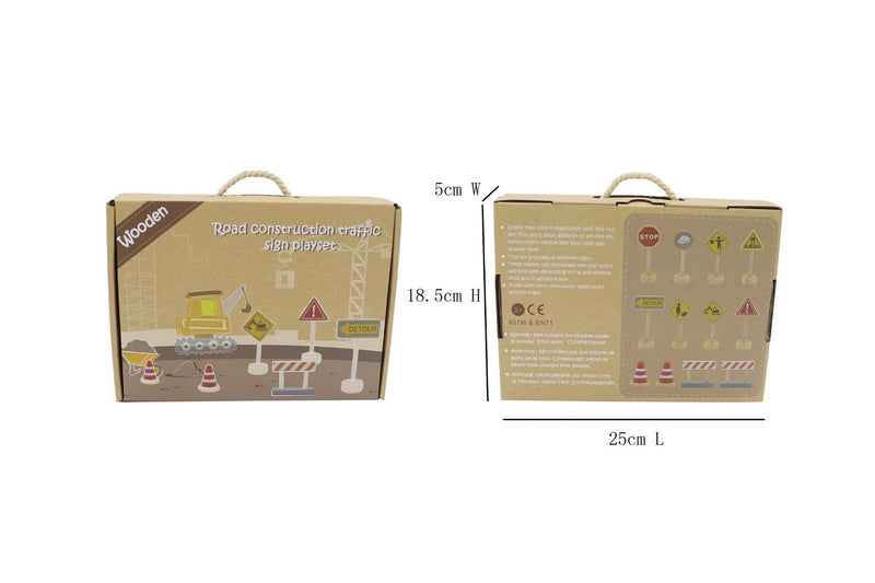 Wooden Construction Traffic Sign Play Set
