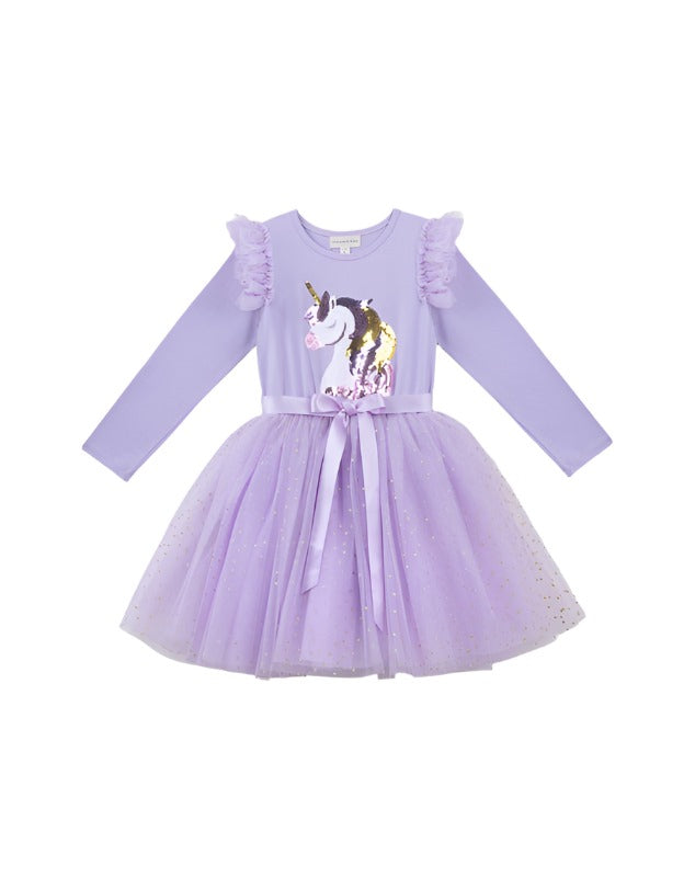 Designer Kids  Unicorn Sequin Lavender Tutu Dress