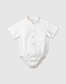 Designer Kidz | Leo S/S Button Romper-Ivory