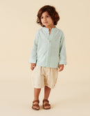 Designer Kidz | Luca L/S Button Shirt-Green