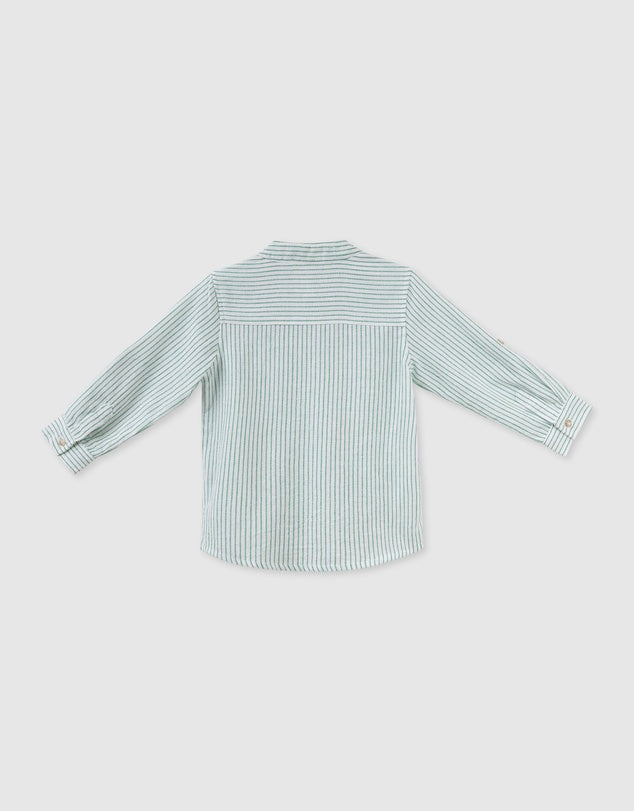 Designer Kidz | Luca L/S Button Shirt-Green