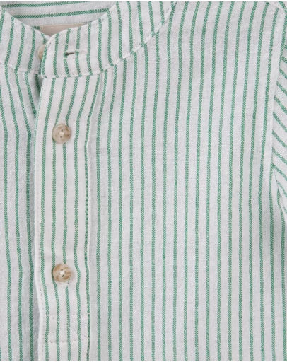 Designer Kidz | Luca L/S Button Shirt-Green