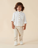 Designer Kidz | Archie L/S Button Shirt-Ivory