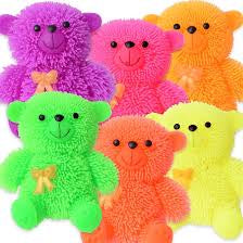 SQUEEZE BEAR WITH LIGHT ,9CM -MIX 4 COLOURS