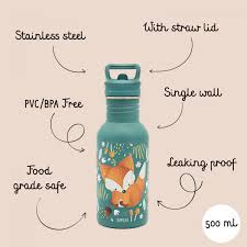 Sassi Stainless Steel Drink Bottle 500 ml - Crunchy The Fox