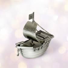 Pewter Finish Pirate Ship Money Bank