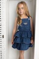 Cracked Soda | indigo Denim layered pinafore - Blue